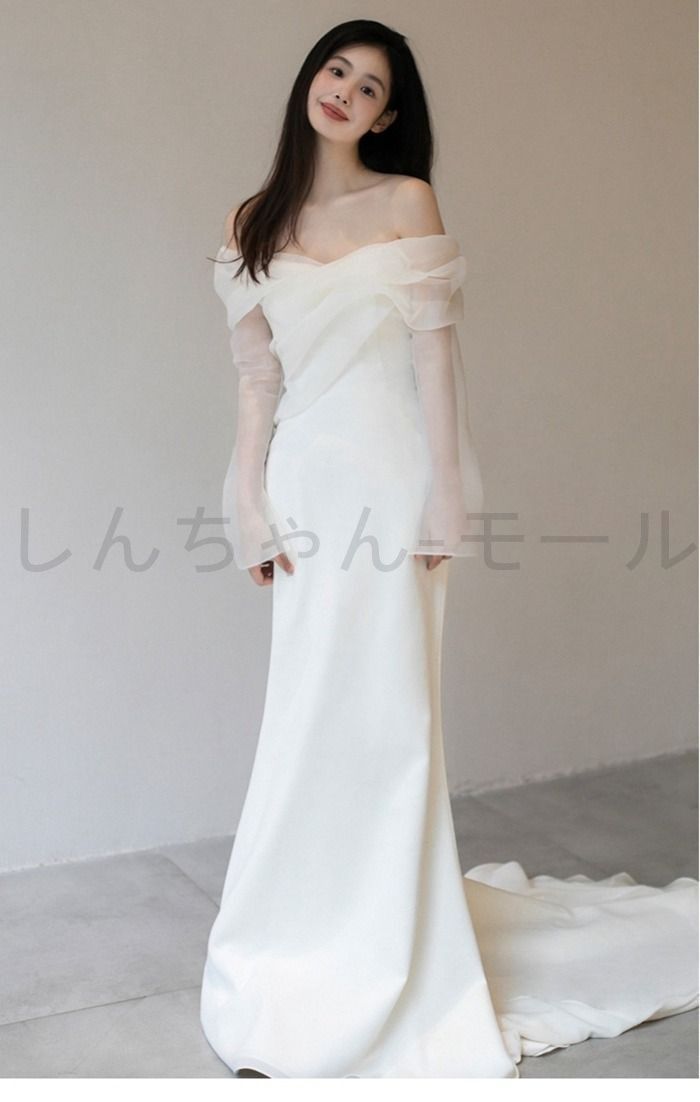 パーティードレス ドレス ロングドレス ホワイト 演奏会用 結婚式 ワンピース レディース ドレス フルフロア お呼ばれ フォーマルド