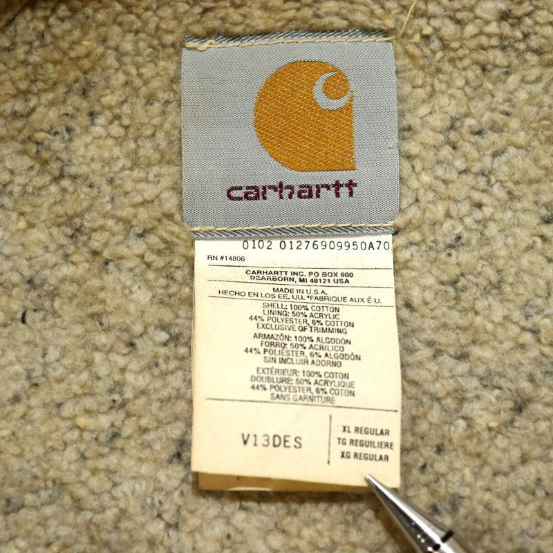 00s USA製 Carhartt 裏地ボア インディアンヘッド ダック ベスト 00s USA製 Carhartt 裏地ボア インディアンヘッド ダック ベスト