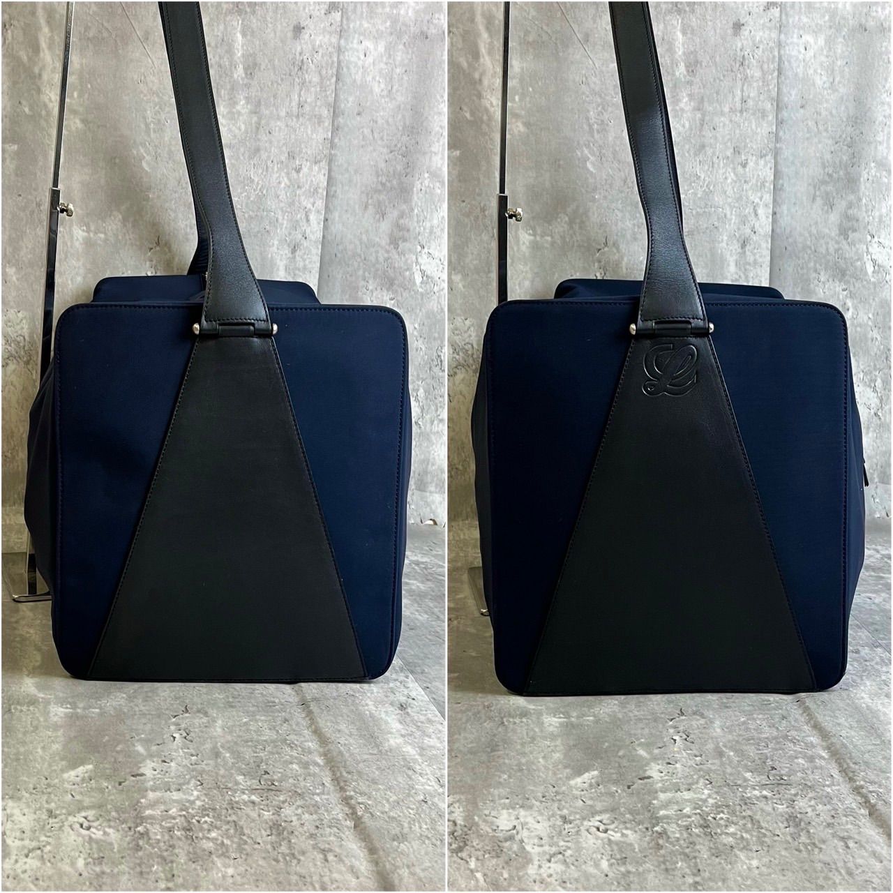 良品】 LOEWE ロエベ ボストンバッグ トートバッグ ロゴ型押し A4収納