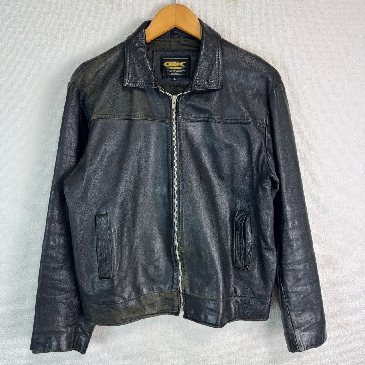 90s GK ブラック レザージャケット 革ジャン ライダースジャケット