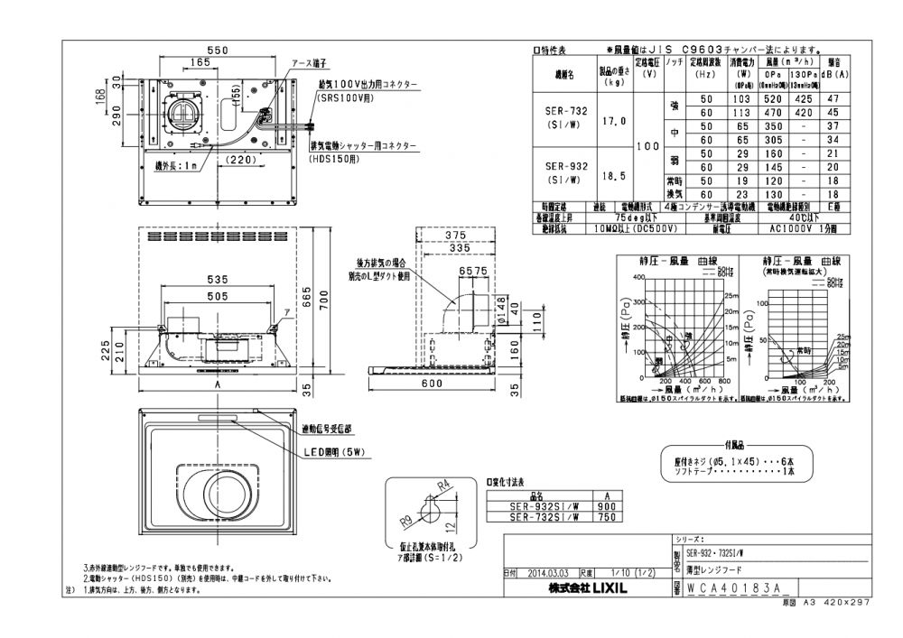 レンジフード ser-732s1 富士工業