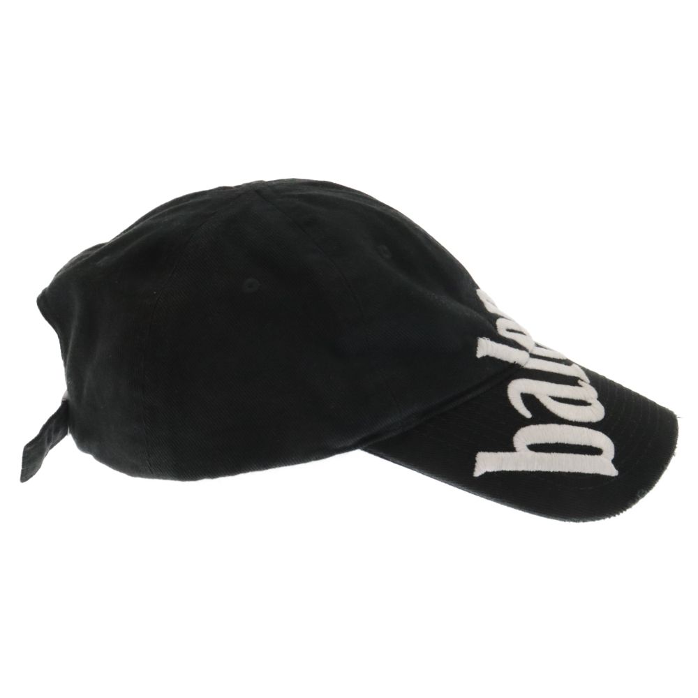 BALENCIAGA (バレンシアガ) 22SS ヴィンテージ加工ロゴ刺繍ベースボールキャップ 帽子 680738 ブラック