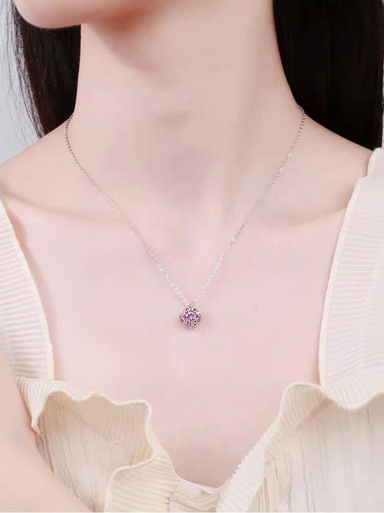 ダイアネックレス モアサナイト 1カラット ピンクダイヤモンド ネックレス ピンク モアサナイト ネックレス 1ct 一粒 レディース ピンク