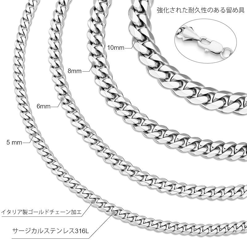 KRKC&CO チェーンネックレス 6面カット メンズ 喜平ネックレス 5