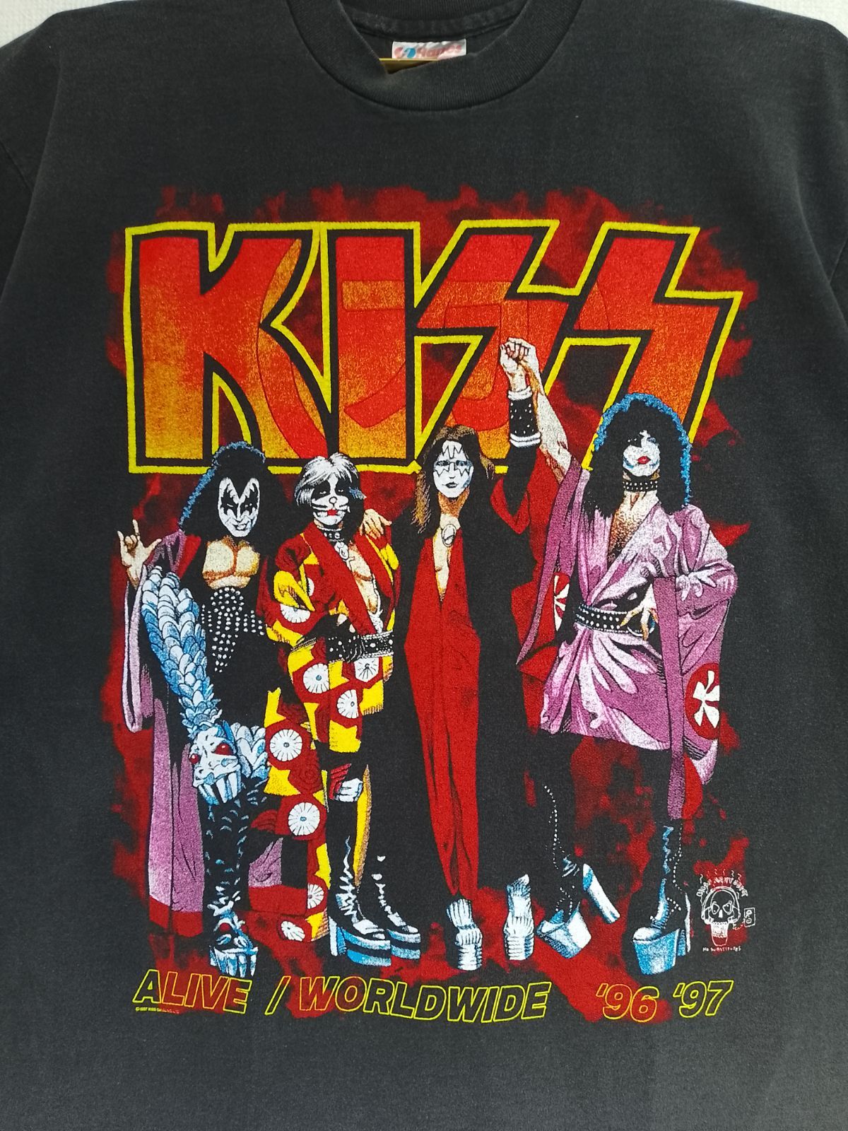 21 USA製 KISS キッス Tシャツ ウォッシュブラック Lサイズ 美品