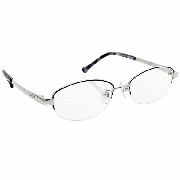 ロエベ メガネ ロゴ 伊達メガネ チタン シルバーフレーム クリアレンズ VLWA70J LOEWE ハーフリム めがね 眼鏡 アイウェア
