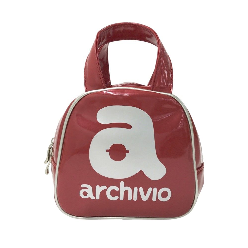 ARCHIVIO アルチビオ エナメルカートバッグ ロゴプリント レッド