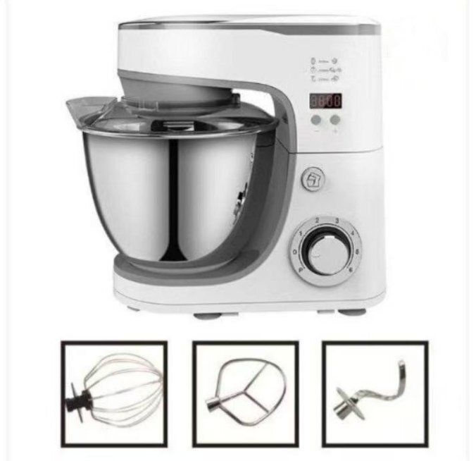 スタンドミキサー 5L大容量 3種類アタッチメント付き 低騒音 6段階スピード調節 タイミング機能家庭用 業務用 こねる ミキサー 電動 お菓子