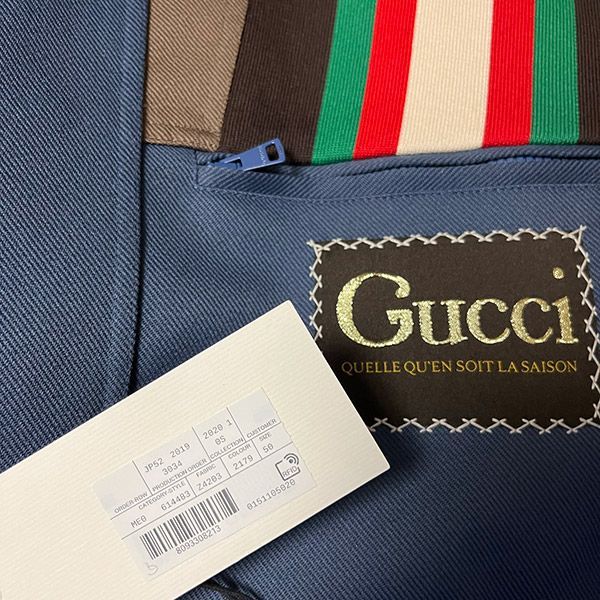 【新品】GUCCI　ロゴ　ワッペン　ブルゾン　ネイビー　ブラウン　50