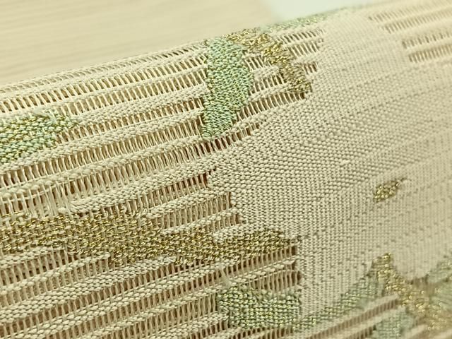 平和屋着物＊夏物 九寸名古屋帯 丸文 金糸 正絹 逸品 DAAX0207cm
