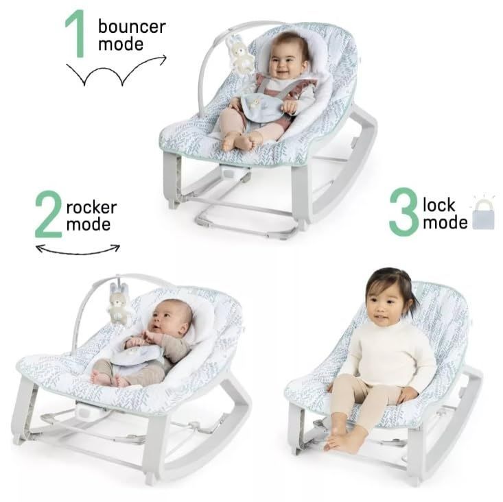 商品 インジェニュイティ ingenuity キープコージー 3in1バウンサー＆ロッキングシート スプルース ０ヶ月 ベビージム ベビーマット プレイジム 布おもちゃ ブルー 12637