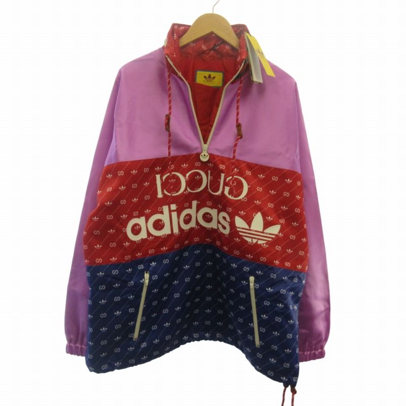 グッチ GUCCI × adidas アディダス タグ付き 22SS アノラックジャケット ブルゾン フード収納可 コラボ GG柄 ロゴ マルチカラー  48 約XL 691429 □90 - メルカリ