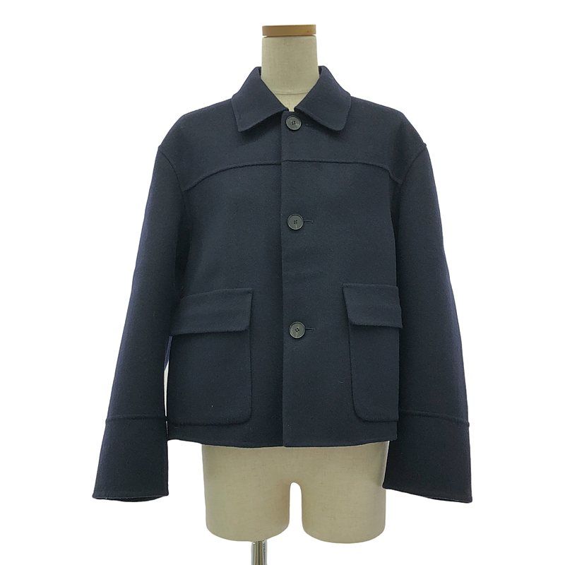 BLAMINK ウールダブルフェイスシングル4Bジャケット BLAMINK(ブラミンク)のウールダブルフェイレザーカラージャケット通販