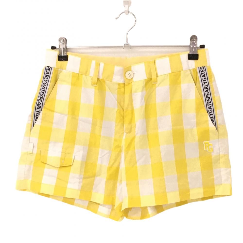 ☆特価☆パーリーゲイツ ショートパンツ イエロー×白 チェック 裏地30