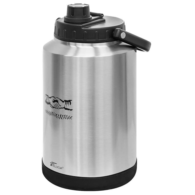 新着商品 FIELDOOR アイスコンテナ ノーザンクーラーアイスボトル 大容量3.8L シルバー 洗いやすい 超広口タイプ 氷が長時間溶けにくい ステンレス 真空二重構造 アイスタンク アイスジャグ ウォータージャグ シャンパンクーラー アイスペール 1