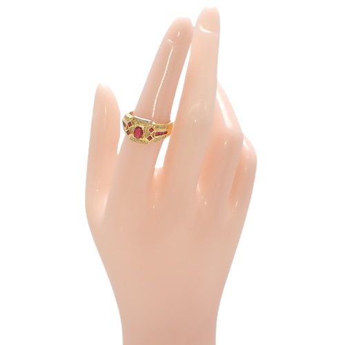 R0.33,0.45/D0.25 ルビー ダイヤモンド リング K18 イエローゴールド  