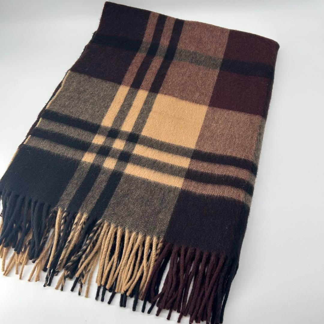 カラー ジョシュアエリス 大判ストール カシミア ブラウン チェック