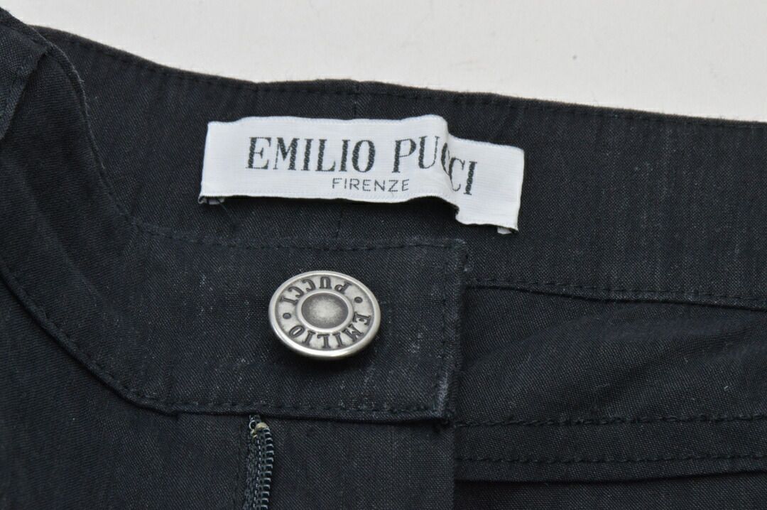 新品未使用EMILIO PUCCIエミリオプッチパンツ３６SM定価１０７８００円 エミリオプッチ EMILIO PUCCI パンツ リネン 36サイズ ブラック