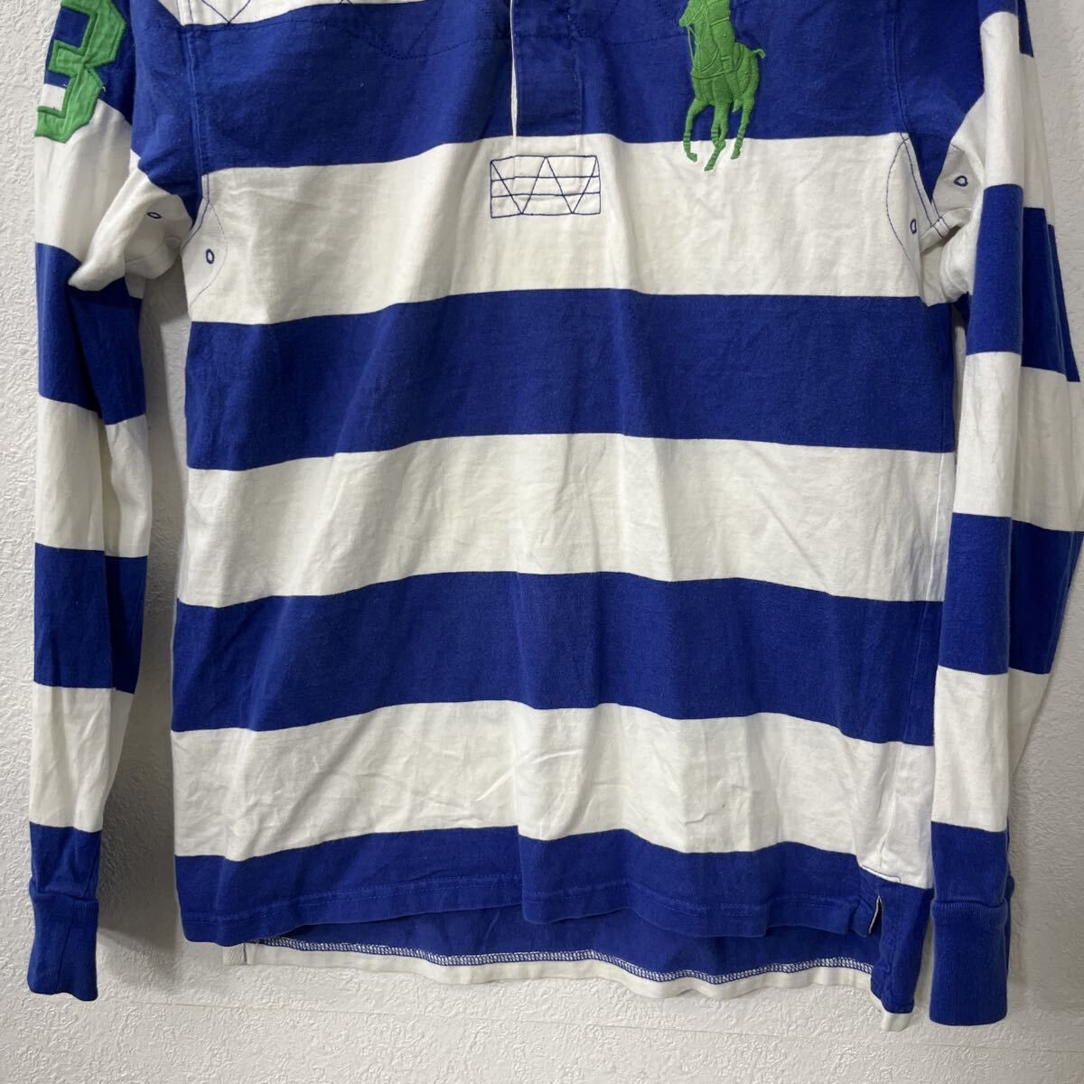 美品 90s POLO Ralph Lauren 長袖ポロシャツ ボーダー 90s〜ラルフローレン長袖ポロシャツ ボーダー ポニー Mサイズ
