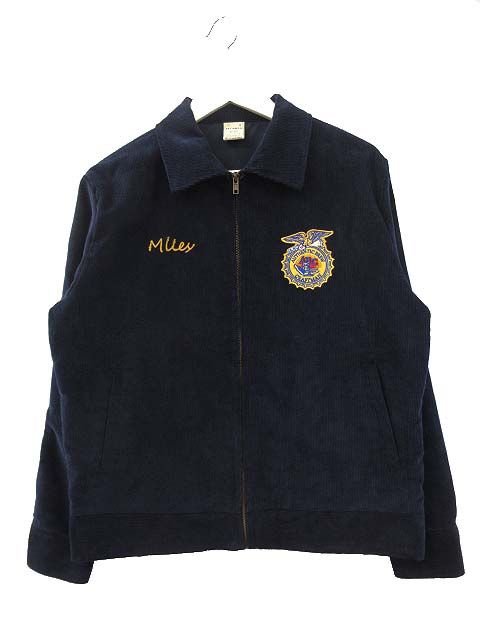 ALCARZA M ネイビー FFA ジャケット アルカルザ ALCARZA FFA ファーマーズジャケット コーデュロイ 刺繍