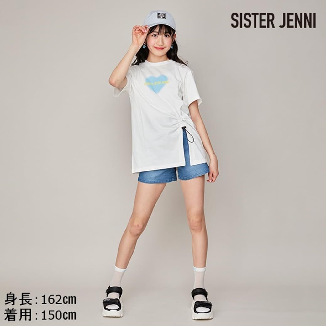 [SISTER JENNI] ジーンズ前ボタンハイウエストデニムショーパンガールズ ブルー