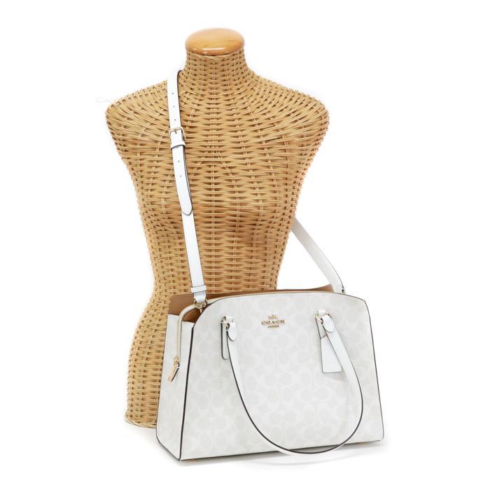 コーチ COACH テイタム キャリーオール PVC / レザー シグネチャー C4075 トートバッグ 肩掛け 2WAYバッグ ハンドバッグ ビジネスバッグ レディース メンズ ホワイト / グレー 美品 中古 mbc11006 コーチ COACH テイタム キャリーオール PVC / レザー シグネチャー