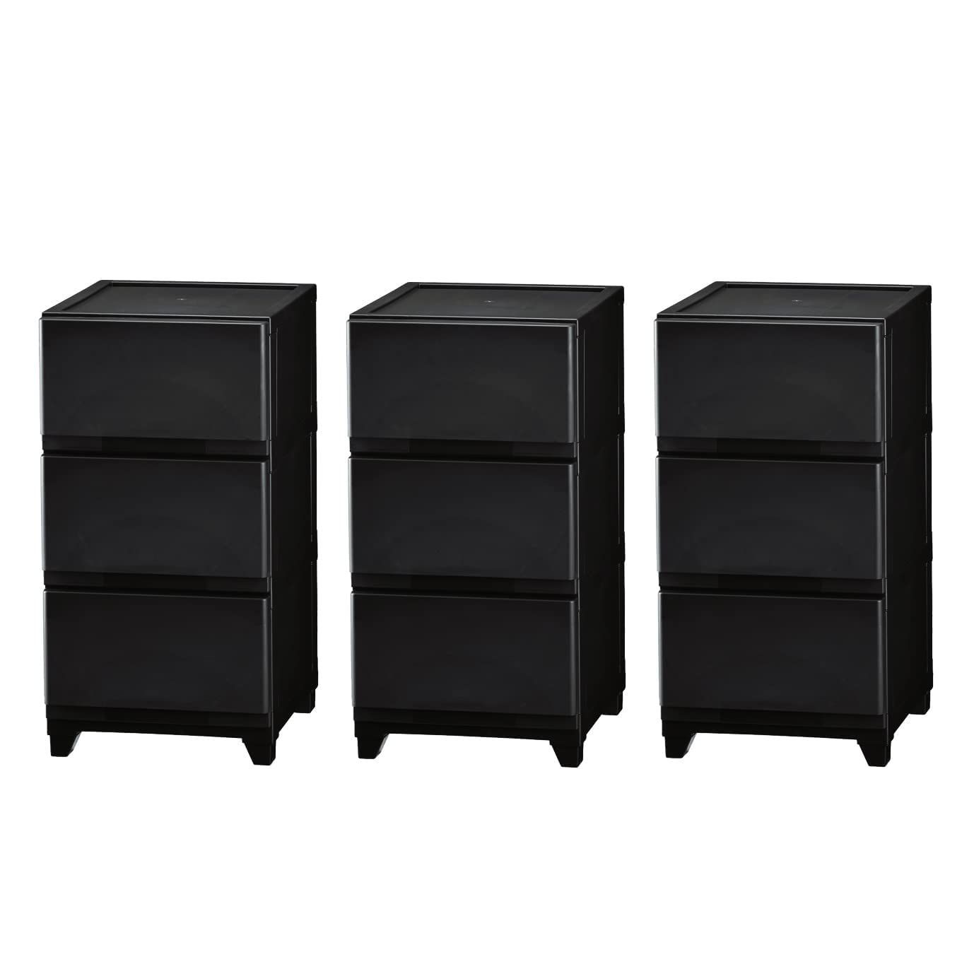 【新着商品】壁付デコニーシーヴォ 3段 収納チェスト ダークブラウン 3個セット 日本製 JEJアステージ 収納ボックス 衣類 タンス
