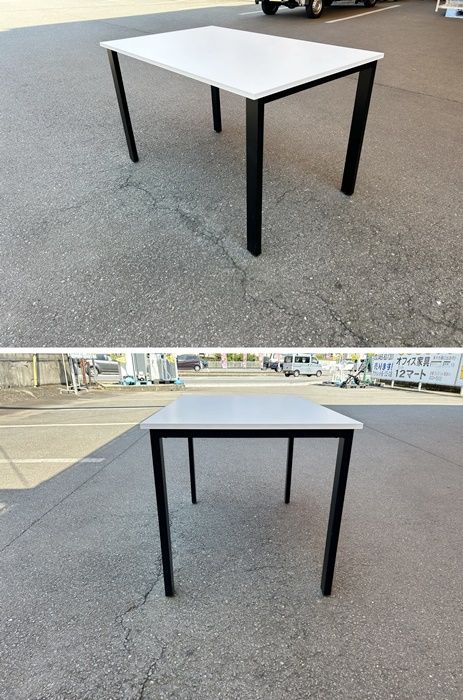 一部地域送料無料 ミーティングテーブル 天板ホワイト 脚ブラック アジャスター付き F-FA-789-0729A