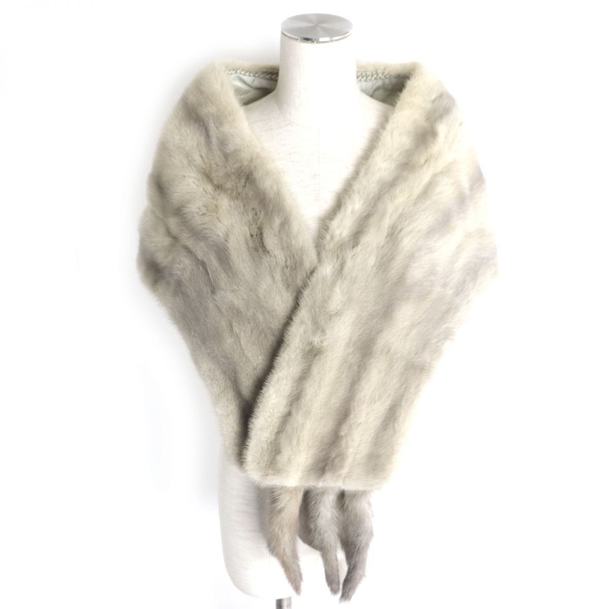 エンバ毛皮ストール 美品▽EMBA エンバ MINK サファイアミンク 房付き 裏地ロゴ柄 本