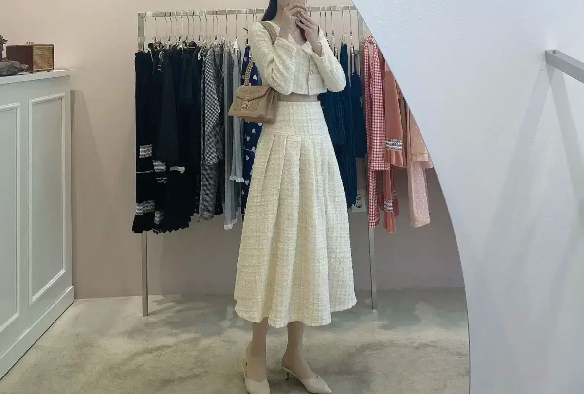 ツイード セットアップ セット ジャケット ロング丈スカート ブランシュ クロップド