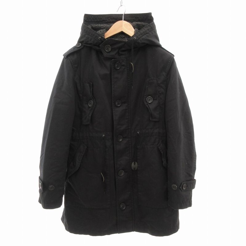 バーバリーブラックレーベル BURBERRY BLACK LABEL モッズコート ボアライナー付き ハーフ丈 L 黒 ブラック GY12 |TZ