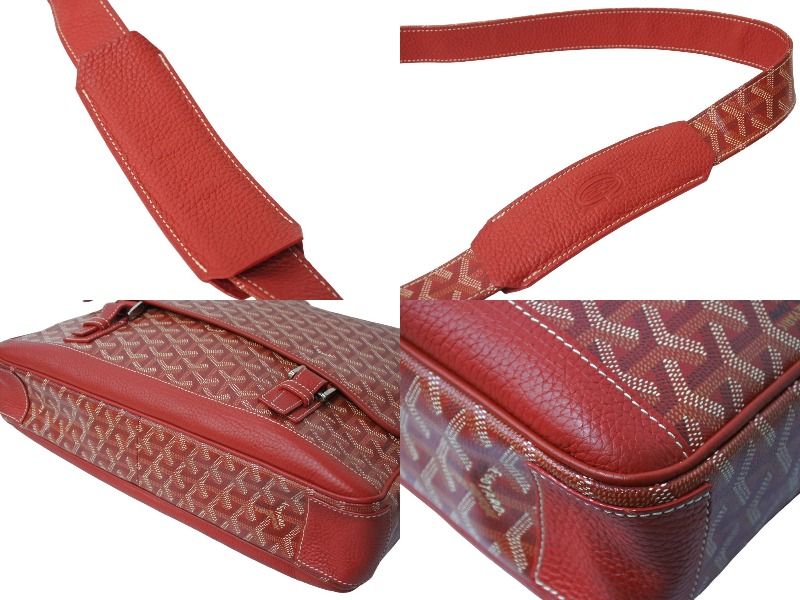 極美品 GOYARD ゴヤール ショルダーバッグ グランブルーGM ヘリンボーン柄 PVC レザー レッド シルバー金具 中古 67032 - メルカリ