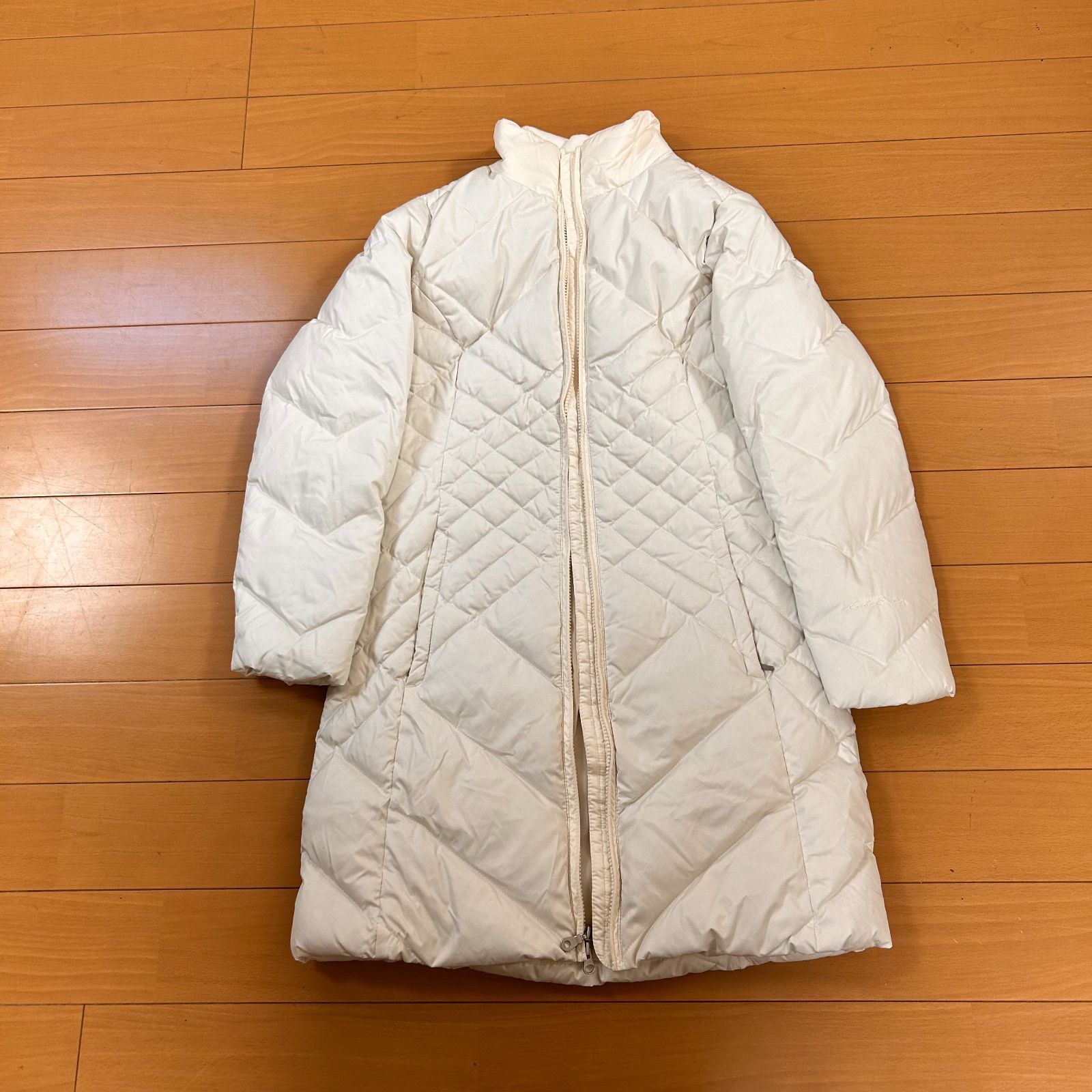 美品】エディーバウアー ロングダウンコート ホワイト Sサイズ相当 