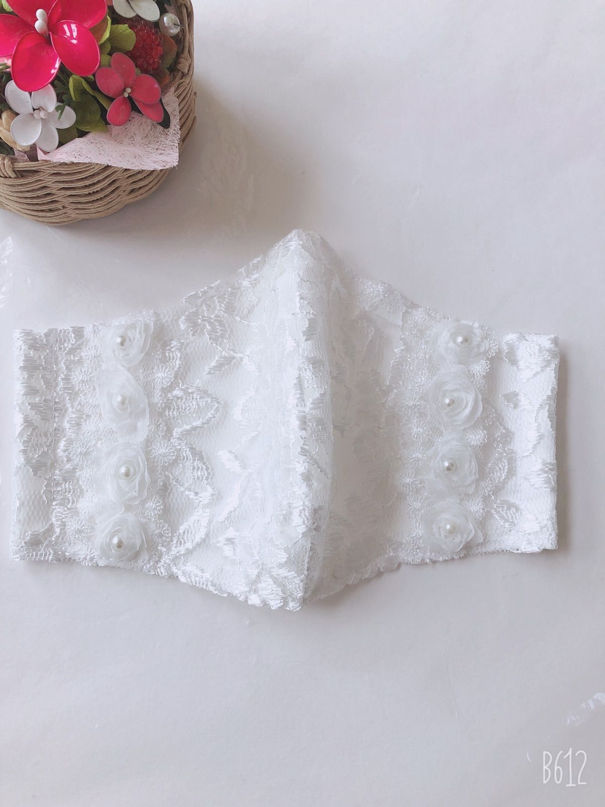 ㉒ 2way不織布マスクカバー エレガントなバラ柄チュールレース - メルカリ 