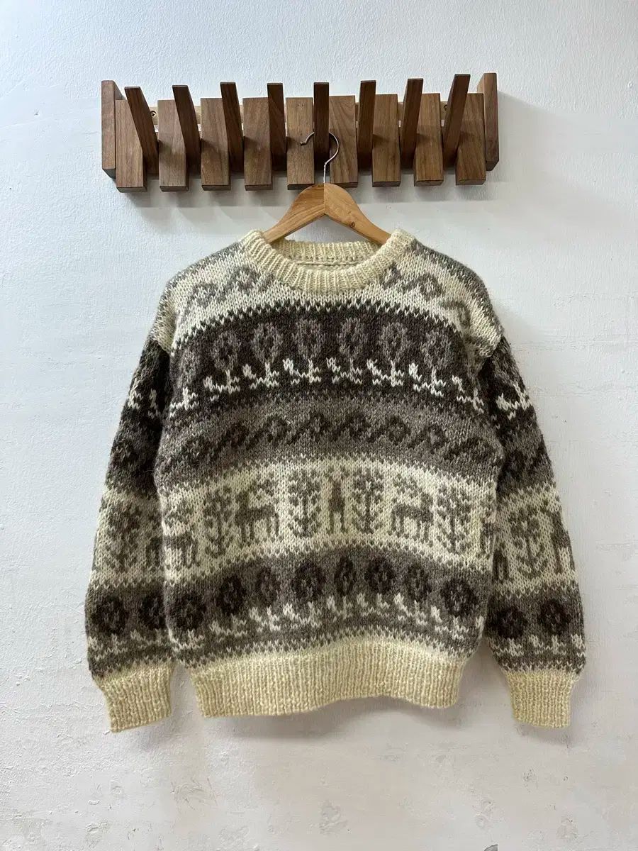 男性だけの パターン カウチン ハンドメイド ヘビーウール ニット セーター ノルディック