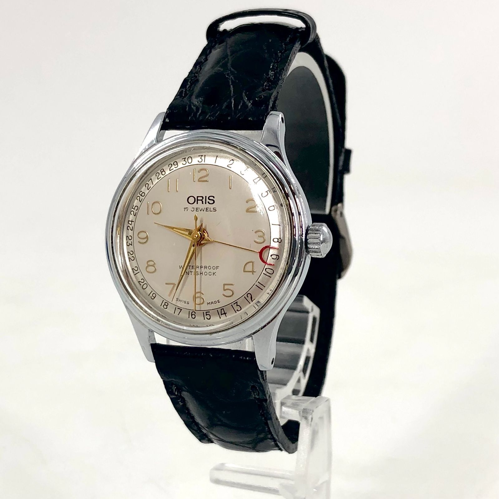 Oris オリス ポインターデイト 302-7285B レザー|手巻き ホワイト文字盤 メンズ腕時計 稼動品 OE-974