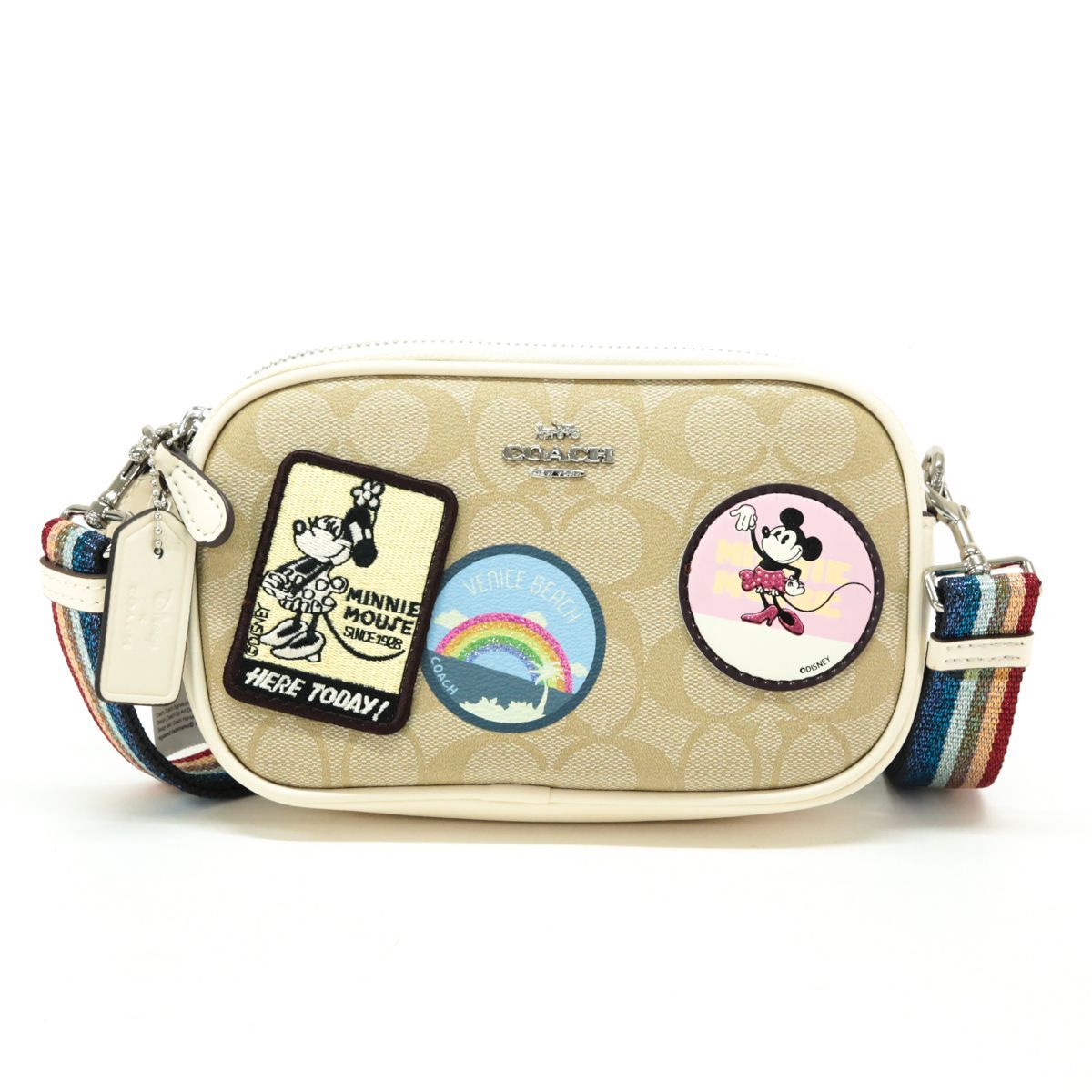 コーチ COACH ミニ ショルダーバッグ PVC レザー シグネチャー ミニーマウス プリント F31349 ミニ ショルダーバッグ クロスボディ 斜め掛け 肩掛け ポシェット ディズニー コラボ レディース ライトカーキ (ベージュ) / アイボリー / マルチカラー 極美品 中古 mbc22010 ☆美品☆ COACH コーチ ミニショルダーバッグ PVC クロスボディ 美品
