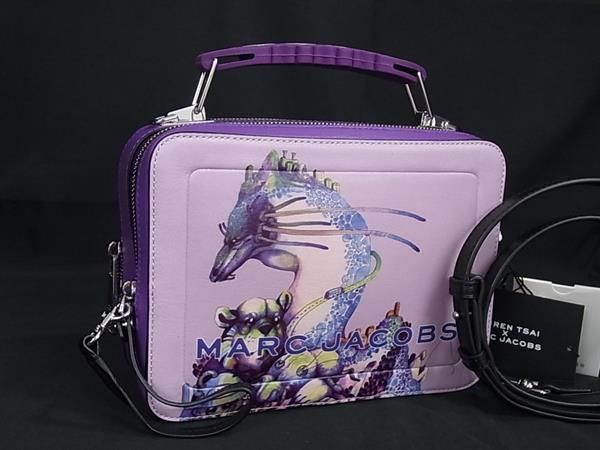 新品未使用 MARC JACOBS マークジェイコブス ローレンサイコラボ レザー 2WAY ハンドバッグ ショルダー パープル系 FD2683