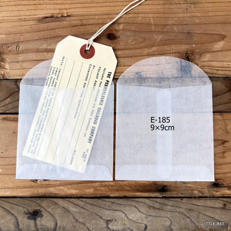 513・E-185 USA グラシン封筒 正方形L 20枚 9×9cm 封筒 グラシン 紙