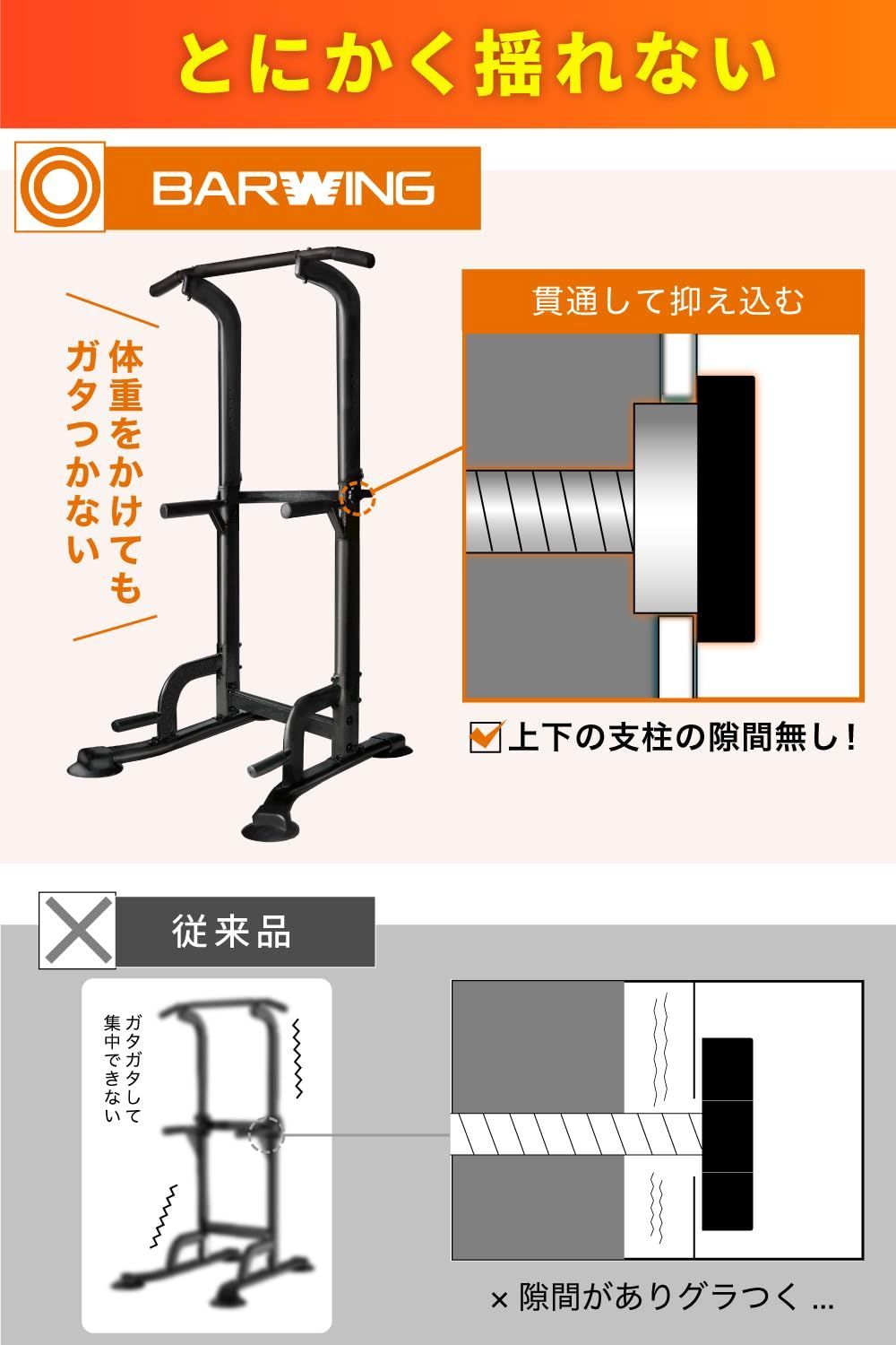 BARWING(バーウィング) ぶら下がり健康器 【3way 多機能・改良バー