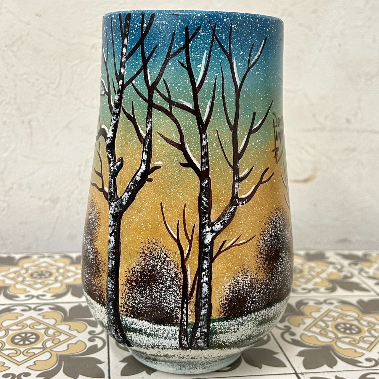 ドームナンシー 筒型 花瓶 高さ22cm 被せガラス アンテルカレール 幹