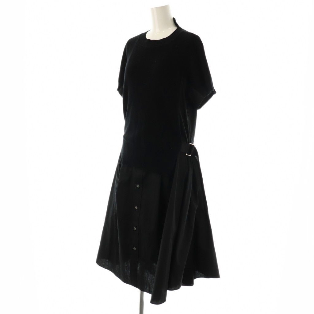 JOHN SMEDLEY / sacai ブラック 半袖ロングワンピース JOHN SMEDLEY / sacai ブラック 半袖ロングワンピース sacai