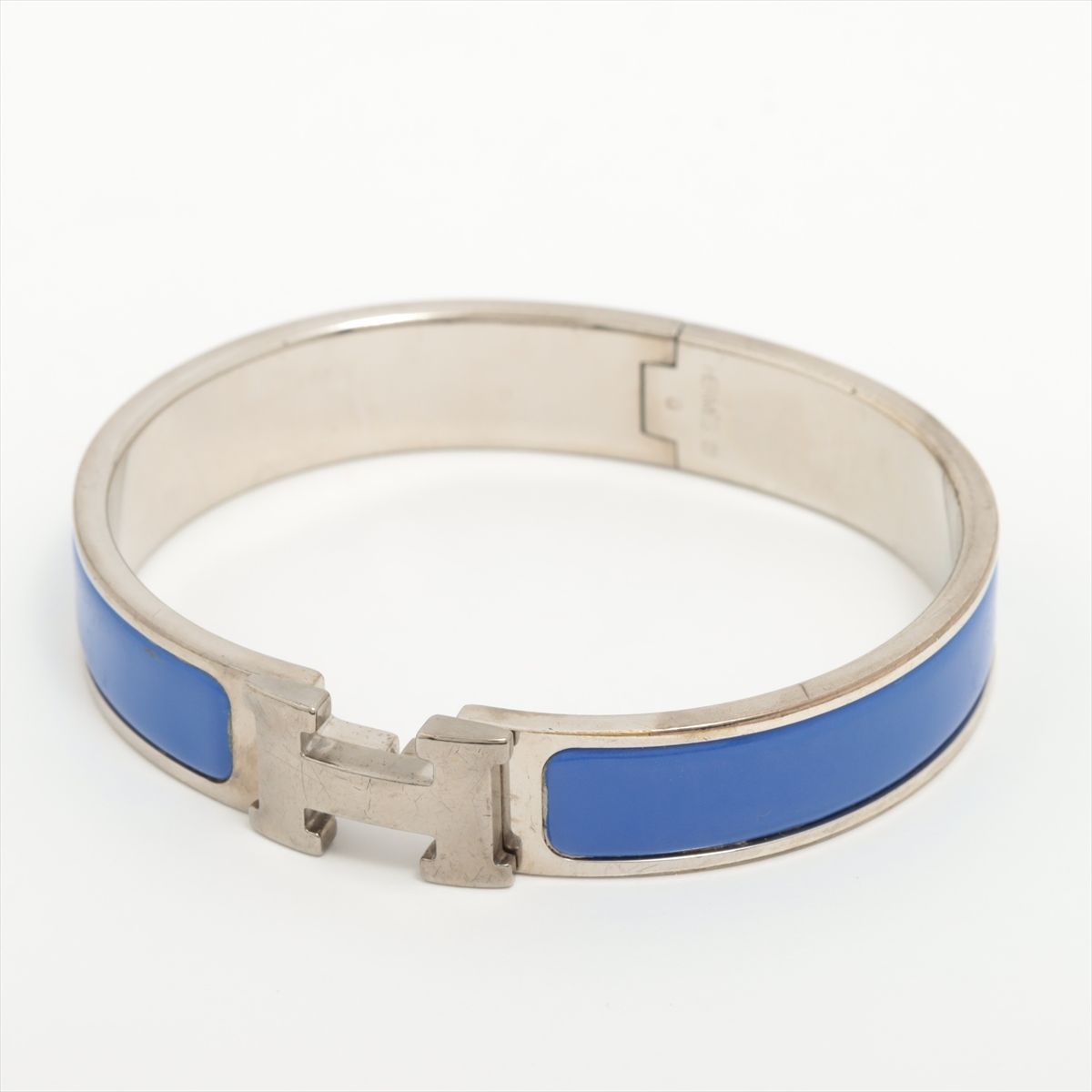 エルメス Hバングル クリッククラックPM バングル GP シルバー×ブルー