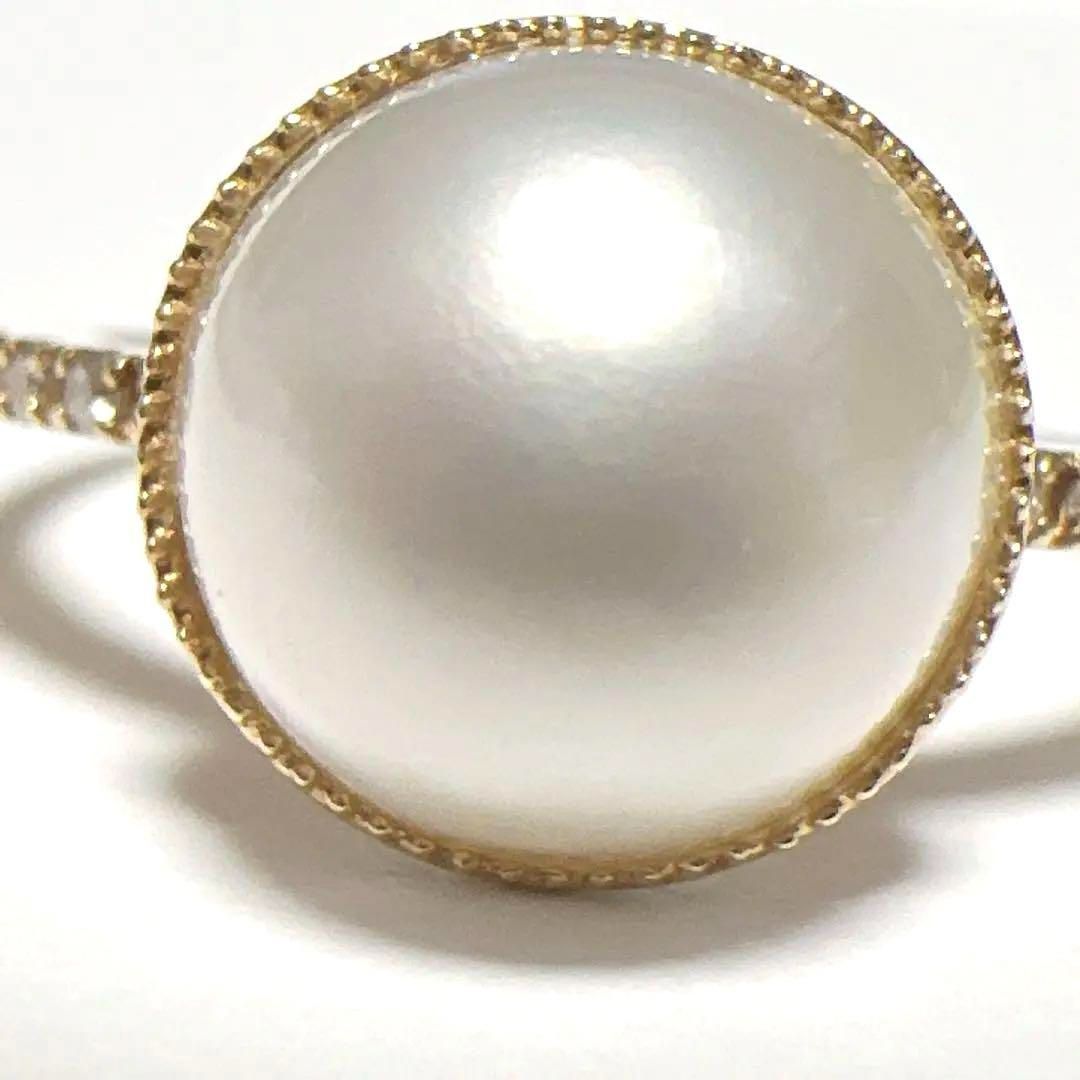 指輪 リング マベパール9.1mm ダイヤモンド K18 0.06ct