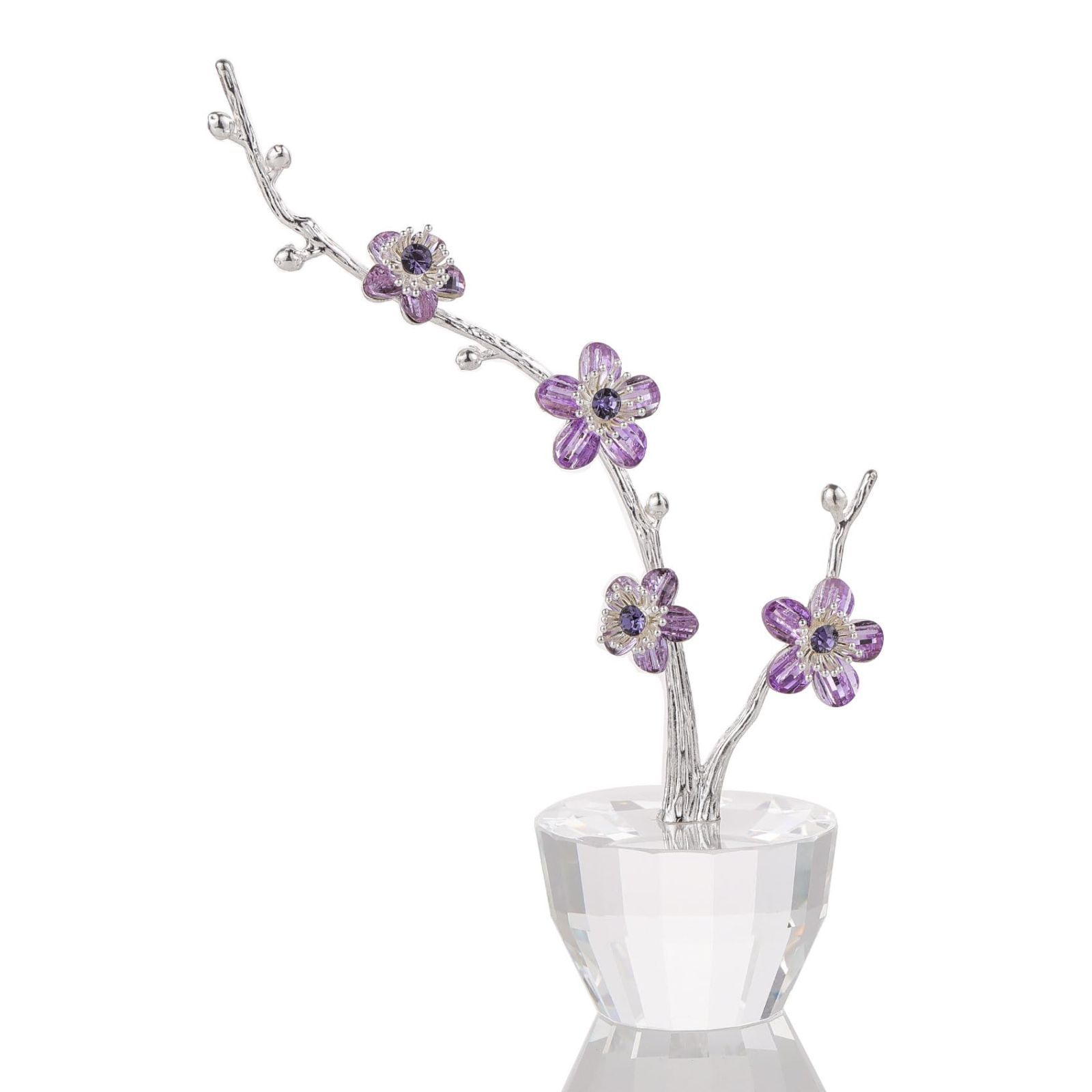 敬老の日 還暦祝い 女性 プレゼント 喜寿 御祝い おばあちゃん インテリア 枯れない花 置物 造花 クリスタルフラワー パープル Kertari