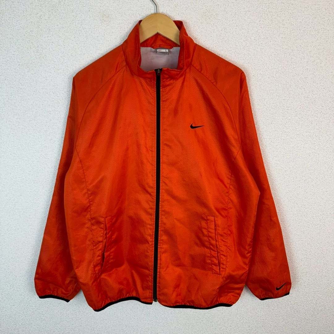 00s NIKE ナイキ ウインドブレーカー スウッシュロゴ ワンポイント オレンジ Lサイズ メンズ 古着 スポーツMIX テック系 ストリート