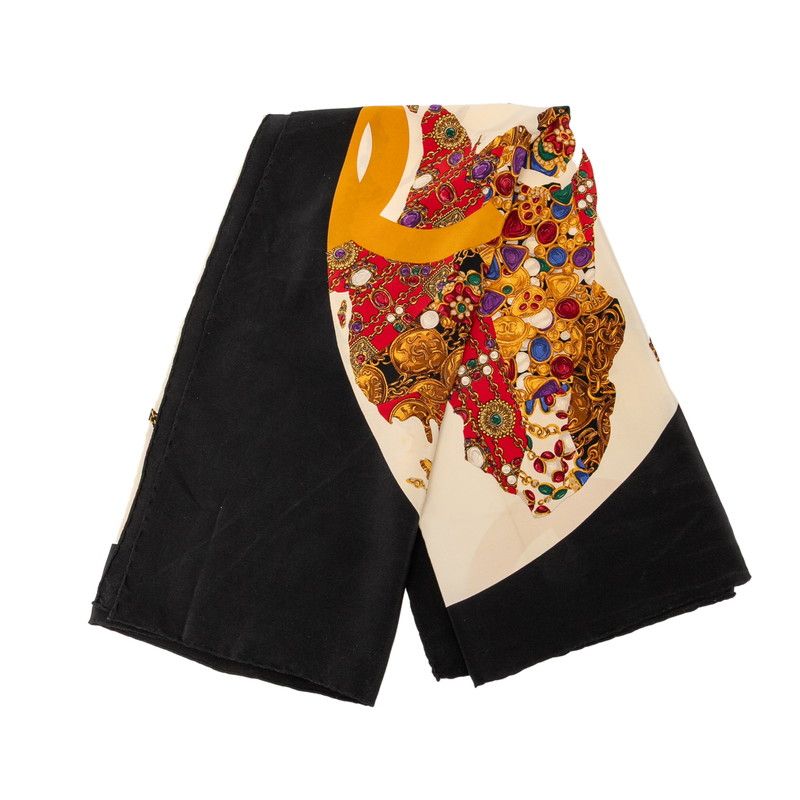 シャネル ココマーク ジュエリー 宝石 モチーフ ベージュ ブラック マルチカラー シルク レディース CHANEL 1-0229956