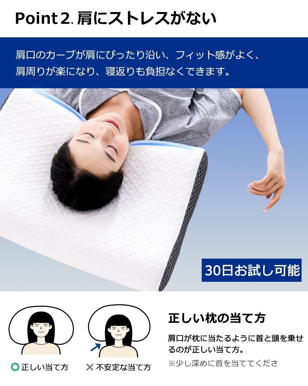 低反発枕 首が痛くならない 安眠枕 横向き寝 枕 固め 頚椎サポート 枕