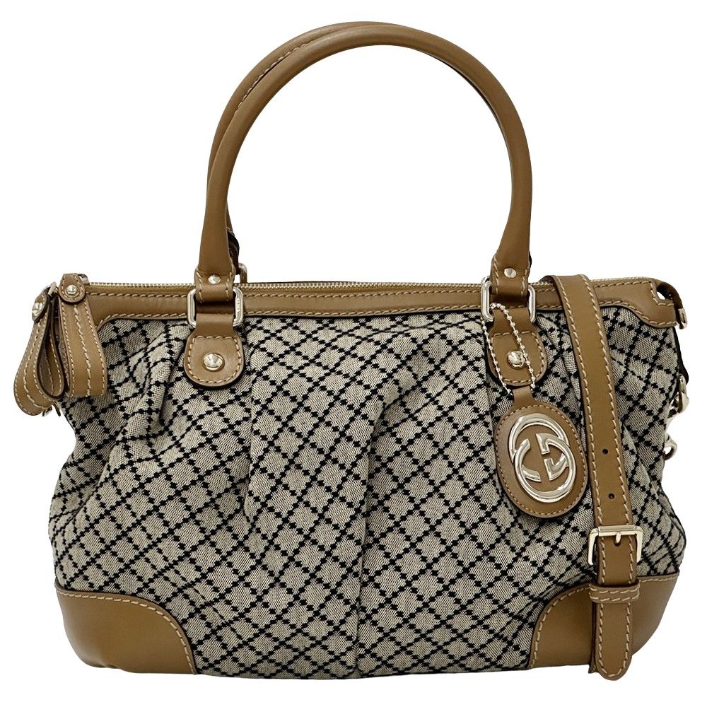 グッチ GUCCI バッグ レディース ブランド ディアマンテ ニューブリット ハンドバッグ ショルダーバッグ 2way キャンバス ブラウン ブラック ベージュ 247902 キャメル チャーム付き 上品