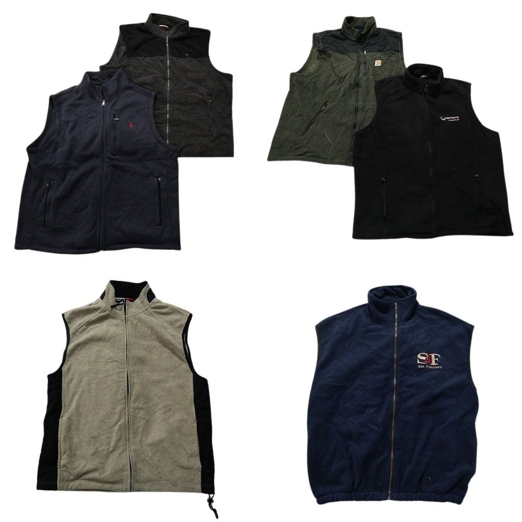 古着卸 まとめ売り フリース ベスト 6枚セット メンズ 2XL |3XL カーハート トミーヒルフィガー ラルフローレン 古着 NC2641